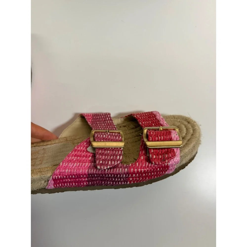 Beach Nikki Espadrille Slides‎ Womens 7.5 Pink Excellent Woven Buckle Sandals